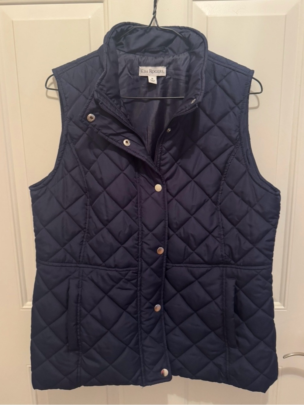Kim Rogers Quilted Navy Packable Vest-Medium